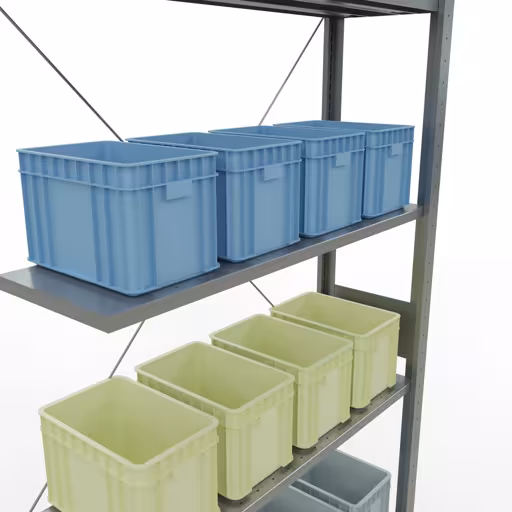 Produktbild Nr 16 des Artikels Anbauregal, Fachbodenregal Stecksystem MULTIplus85, 3000 x 1000 x 300 mm (HxBxT), 7 Fachböden, Kreuzstrebe, verzinkt Abbildung Nr 16 des Artikels Anbauregal, Fachbodenregal Stecksystem MULTIplus85, 3000 x 1000 x 300 mm (HxBxT), 7 Fachböden, Kreuzstrebe, verzinkt aus der Produktgruppe Stecksystem von der Marke Schulte Lagertechnik