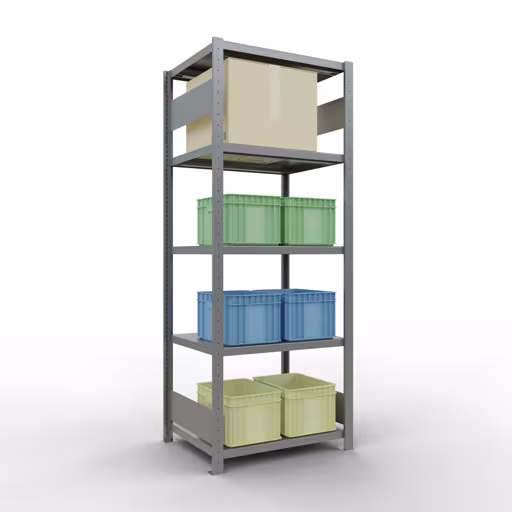Grundregal, Fachbodenregal Stecksystem MULTIplus250, 2000 x 750 x 600 mm (HxBxT), 5 Fachböden, Längenriegel, verzinkt von der Marke Schulte Lagertechnik aus der Produktreihe Stecksystem