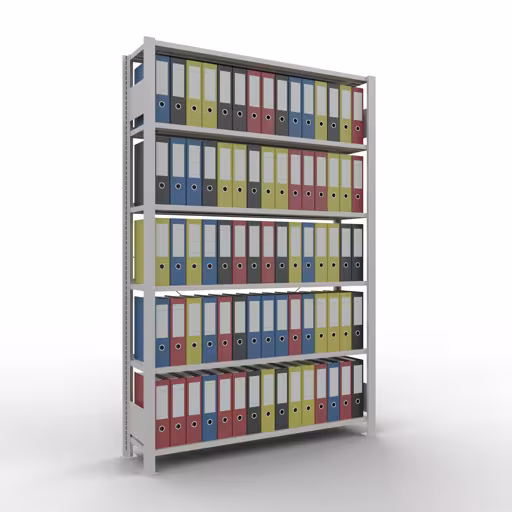 Produktbild Nr 14 des Artikels Grundregal, Büro-Fachbodenregal Stecksystem MULTIplus85, 2000 x 1300 x 300 mm (HxBxT), 6 Fachböden, Kreuzstrebe, mit Anschlagleiste, lichtgrau Abbildung Nr 14 des Artikels Grundregal, Büro-Fachbodenregal Stecksystem MULTIplus85, 2000 x 1300 x 300 mm (HxBxT), 6 Fachböden, Kreuzstrebe, mit Anschlagleiste, lichtgrau aus der Produktgruppe Büroregale von der Marke Schulte Lagertechnik