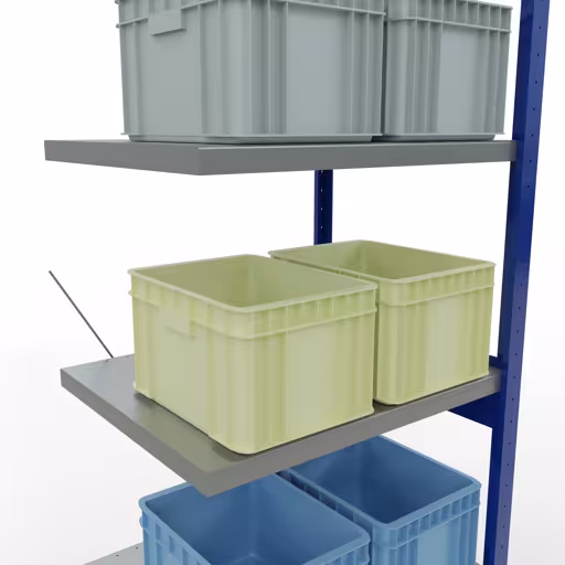 Abbildung Nr 14 des Artikels Anbauregal, Fachbodenregal Stecksystem MULTIplus250, 2500 x 750 x 600 mm (HxBxT), 6 Fachböden, Kreuzstrebe, RAL 5010 enzianblau/verzinkt/verzinkt aus der Produktgruppe Stecksystem von der Marke Schulte Lagertechnik