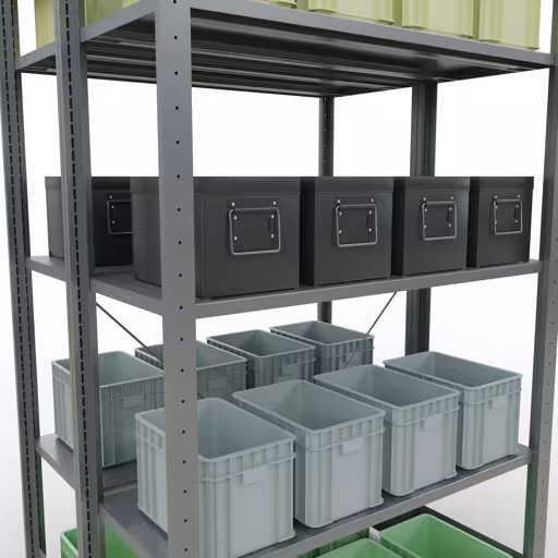 Grundregal, Doppelregal, Fachbodenregal Stecksystem MULTIplus150, 2000 x 1000 x (2x400) mm (HxBxT), 2x5 Fachböden, Kreuzstrebe, verzinkt von Schulte Lagertechnik aus der Kategorie Fachbodenregale
