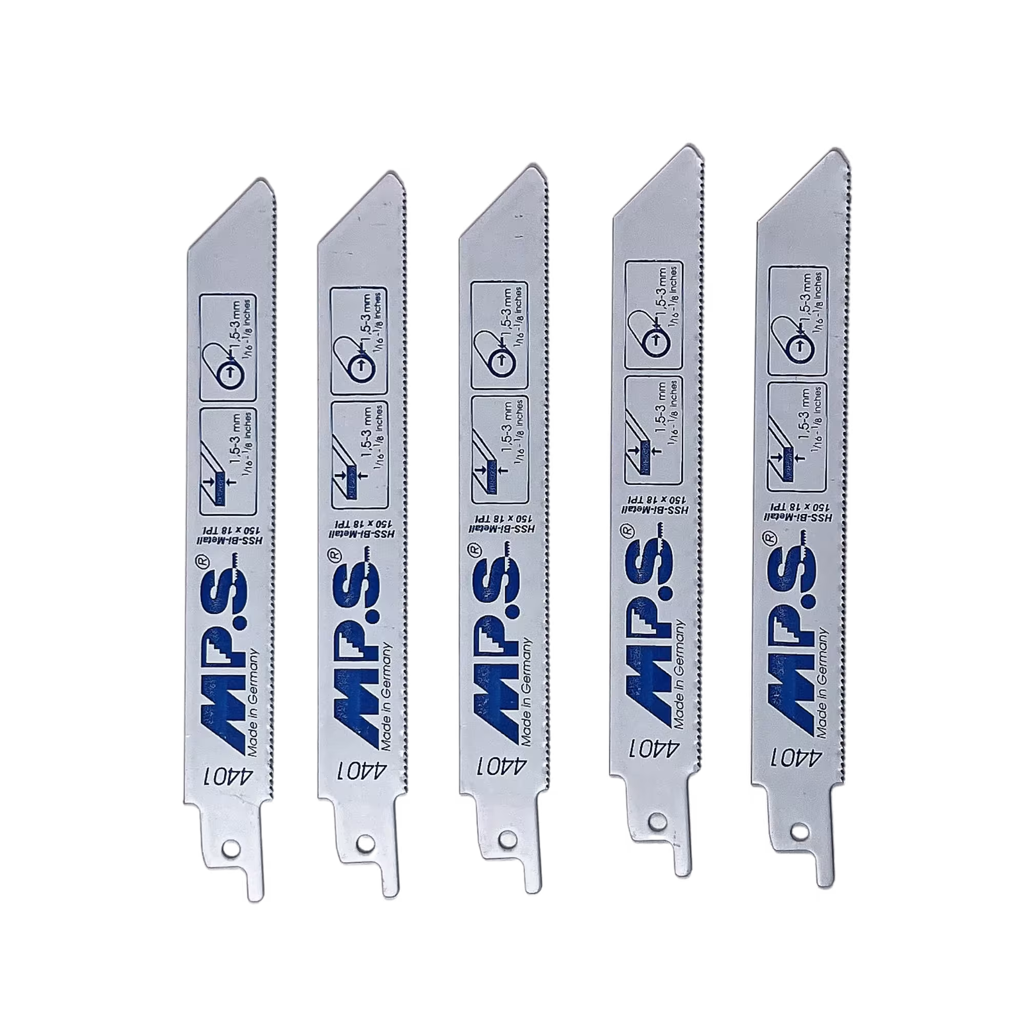 Bi-Metall-Säbelsägeblatt gefräst und geschränkt Gesamtlänge 150/verzahnte Länge 130mm, Zahnteilung 1,4mm von der Marke MPS aus der Kategorie Sägeblätter