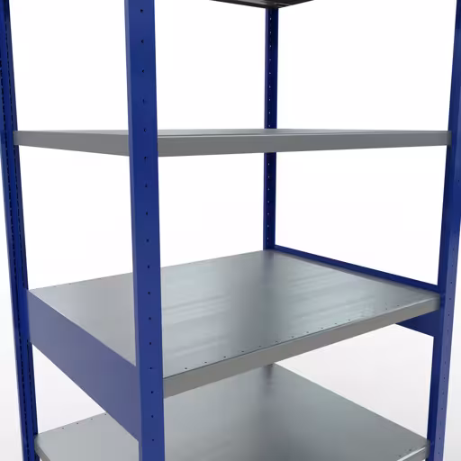 Grundregal, Fachbodenregal Stecksystem MULTIplus250, 2500 x 1000 x 800 mm (HxBxT), 6 Fachböden, Längenriegel, RAL 5010 enzianblau/verzinkt von der Marke Schulte Lagertechnik aus der Produktreihe Stecksystem