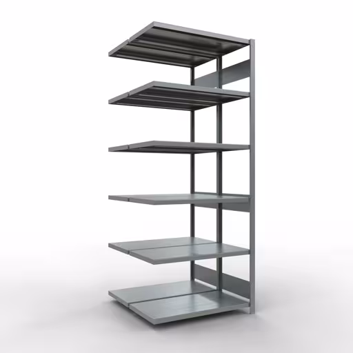 Anbauregal, Doppelregal, Fachbodenregal Stecksystem MULTIplus250, 2500 x 1000 x (2x500) mm (HxBxT), 2x6 Fachböden, Längenriegel, verzinkt aus der Kategorie Doppelregale mit der Artikelnummer 17956