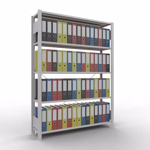 Produktbild Nr 11 des Artikels Grundregal, Büro-Fachbodenregal Stecksystem MULTIplus85, 1800 x 1300 x 300 mm (HxBxT), 5 Fachböden, Kreuzstrebe, mit Anschlagleiste, lichtgrau Abbildung Nr 11 des Artikels Grundregal, Büro-Fachbodenregal Stecksystem MULTIplus85, 1800 x 1300 x 300 mm (HxBxT), 5 Fachböden, Kreuzstrebe, mit Anschlagleiste, lichtgrau aus der Produktgruppe Büroregale von der Marke Schulte Lagertechnik