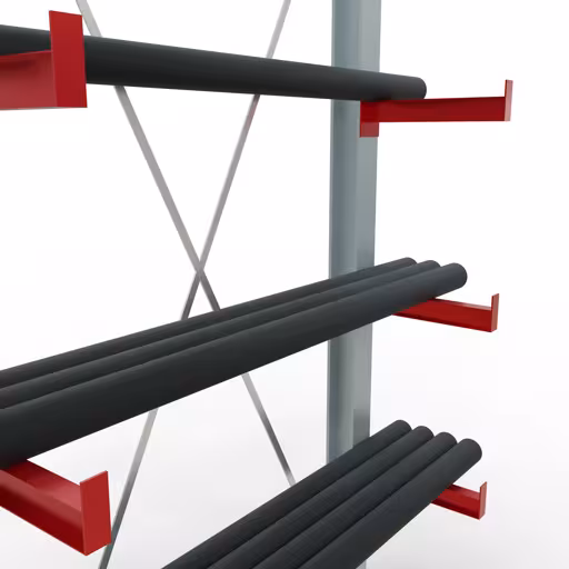 Abbildung Nr 11 des Artikels K 3000 Komplettregal, einseitig, 2500 x 1300 x 400 mm, RAL 7001 / RAL 3000, 5 Lagerebenen aus der Produktgruppe Kragarmregale von der Marke Schulte Lagertechnik