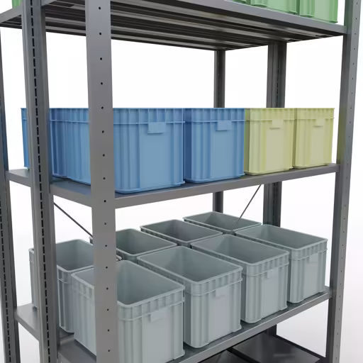 Abbildung Nr 8 des Artikels Grundregal, Doppelregal, Fachbodenregal Stecksystem MULTIplus150, 2000 x 1000 x (2x300) mm (HxBxT), 2x5 Fachböden, Kreuzstrebe, verzinkt aus der Produktgruppe Fachbodenregale von der Marke Schulte Lagertechnik