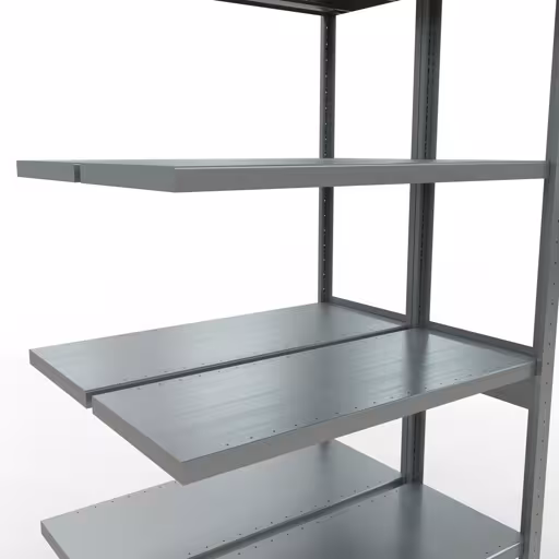 Anbauregal, Doppelregal, Fachbodenregal Stecksystem MULTIplus250, 2500 x 1000 x (2x400) mm (HxBxT), 2x6 Fachböden, Längenriegel, verzinkt von Schulte Lagertechnik aus der Kategorie Fachbodenregale
