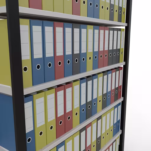 Produktbild Nr 13 des Artikels Grundregal, Büro-Fachbodenregal Stecksystem MULTIplus85, 2300 x 1300 x 300 mm (HxBxT), 7 Fachböden, Kreuzstrebe, mit Anschlagleiste, schwarz/lichtgrau Abbildung Nr 13 des Artikels Grundregal, Büro-Fachbodenregal Stecksystem MULTIplus85, 2300 x 1300 x 300 mm (HxBxT), 7 Fachböden, Kreuzstrebe, mit Anschlagleiste, schwarz/lichtgrau aus der Produktgruppe Büroregale von der Marke Schulte Lagertechnik