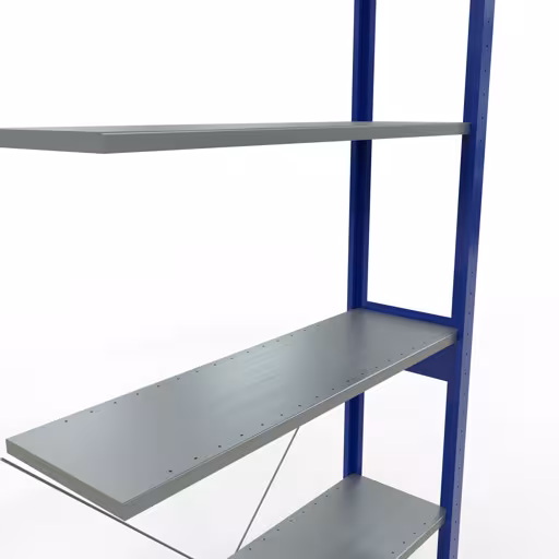 Abbildung Nr 9 des Artikels Anbauregal, Fachbodenregal Stecksystem MULTIplus85, 2500 x 1000 x 300 mm (HxBxT), 6 Fachböden, Kreuzstrebe, RAL 5010 enzianblau aus der Produktgruppe Stecksystem von der Marke Schulte Lagertechnik