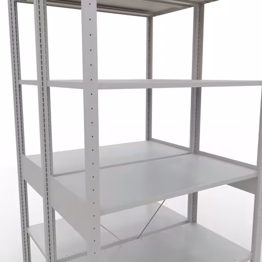 Grundregal, Doppelregal, Fachbodenregal Stecksystem MULTIplus150, 2500 x 1000 x (2x500) mm (HxBxT), 2x6 Fachböden, Kreuzstrebe, RAL 7035 lichtgrau von Schulte Lagertechnik aus der Kategorie Fachbodenregale