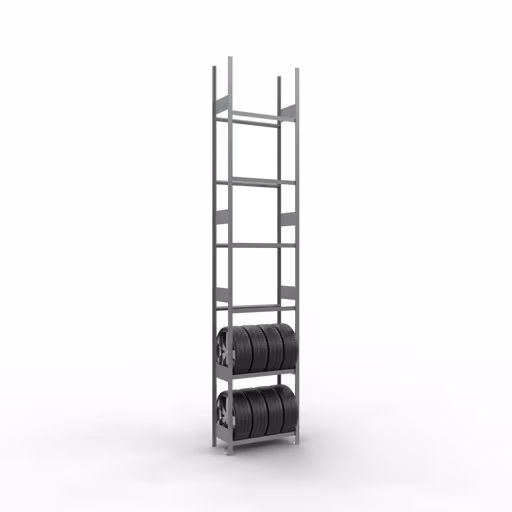 Produktbild Nr 13 des Artikels Grundregal, Räder-/Reifenregal, 4500 x 900 x 400 mm, verzinkt, 6 Lagerebenen á 150 kg Fachlast pro Ebene Abbildung Nr 13 des Artikels Grundregal, Räder-/Reifenregal, 4500 x 900 x 400 mm, verzinkt, 6 Lagerebenen á 150 kg Fachlast pro Ebene aus der Produktgruppe Fachbodenregale von der Marke Schulte Lagertechnik