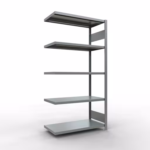 Anbauregal, Fachbodenregal Stecksystem MULTIplus250, 2000 x 1000 x 500 mm (HxBxT), 5 Fachböden, Längenriegel, verzinkt aus der Kategorie Anbauregal mit der Artikelnummer 12955-LR