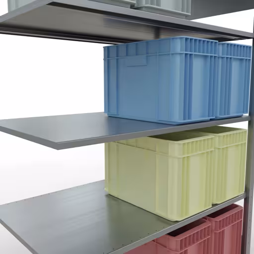 Produktbild Nr.7 des Artikels Anbauregal, Fachbodenregal Stecksystem MULTIplus150, 2000 x 1300 x 800 mm (HxBxT), 5 Fachböden, Längenriegel, verzinkt aus der Produktreihe Stecksystem von der Marke Schulte Lagertechnik