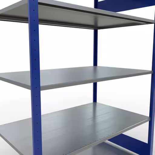 Produktbild Nr.15 des Artikels Grundregal, Fachbodenregal Stecksystem MULTIplus150, 2000 x 1300 x 800 mm (HxBxT), 5 Fachböden, Längenriegel, RAL 5010 enzianblau/verzinkt aus der Produktreihe Stecksystem von der Marke Schulte Lagertechnik