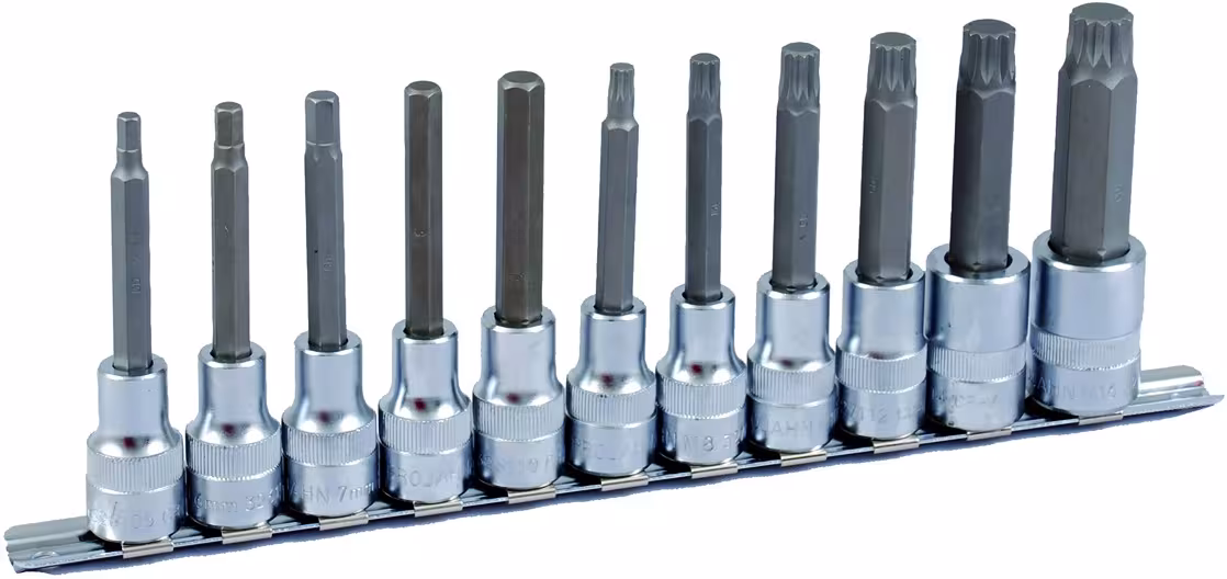1/2" Bit Stecknuss Satz auf Schiene 11tlg 6kant+VZ, 100mm von der Marke PROJAHN 1/2" Bit Stecknuss Satz auf Schiene 11tlg 6kant+VZ, 100mm aus der Kategorie Steckschlüssel Sätze & Einzelteile mit der Artikelnummer 4232