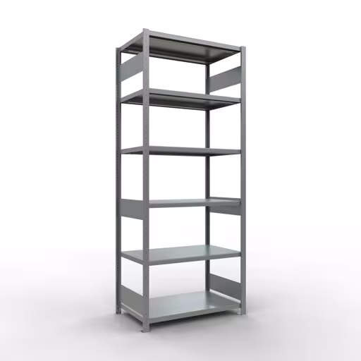 Grundregal, Fachbodenregal Stecksystem MULTIplus250, 2500 x 1000 x 600 mm (HxBxT), 6 Fachböden, Längenriegel, verzinkt aus der Kategorie Grundregal mit der Artikelnummer 12961-LR