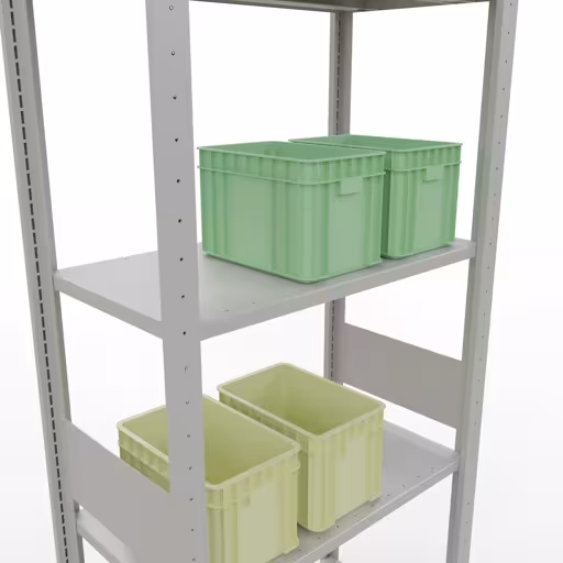 Grundregal, Fachbodenregal Stecksystem MULTIplus150, 3000 x 750 x 400 mm (HxBxT), 7 Fachböden, Längenriegel, RAL 7035 lichtgrau von der Marke Schulte Lagertechnik aus der Produktreihe Stecksystem