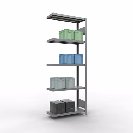 Produktbild Nr 14 des Artikels Anbauregal, Fachbodenregal Stecksystem MULTIplus250, 2000 x 750 x 300 mm (HxBxT), 5 Fachböden, Längenriegel, verzinkt Abbildung Nr 14 des Artikels Anbauregal, Fachbodenregal Stecksystem MULTIplus250, 2000 x 750 x 300 mm (HxBxT), 5 Fachböden, Längenriegel, verzinkt aus der Produktgruppe Stecksystem von der Marke Schulte Lagertechnik