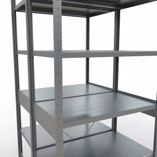 Produktbild Nr.7 des Artikels Grundregal, Doppelregal, Fachbodenregal Stecksystem MULTIplus250, 2500 x 1000 x (2x600) mm (HxBxT), 2x6 Fachböden, Kreuzstrebe, verzinkt aus der Produktreihe Fachbodenregale von der Marke Schulte Lagertechnik