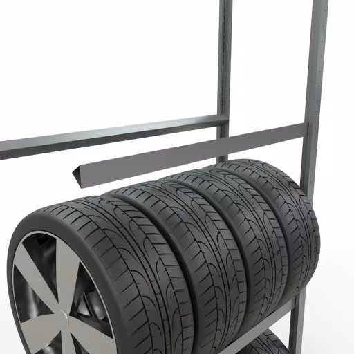 Abbildung Nr 10 des Artikels Anbauregal, Räder-/Reifenregal, 2750 x 1000 x 400 mm (HxBxT), verzinkt, 4 Lagerebenen á 150 kg Fachlast pro Ebene aus der Produktgruppe Fachbodenregale von der Marke Schulte Lagertechnik