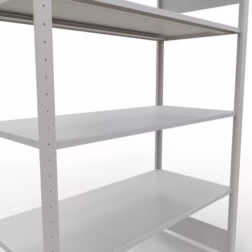 Zusatzbild des Artikels Grundregal, Fachbodenregal Stecksystem MULTIplus150, 2000 x 1300 x 600 mm (HxBxT), 5 Fachböden, Längenriegel, RAL 7035 lichtgrau aus Grundregal