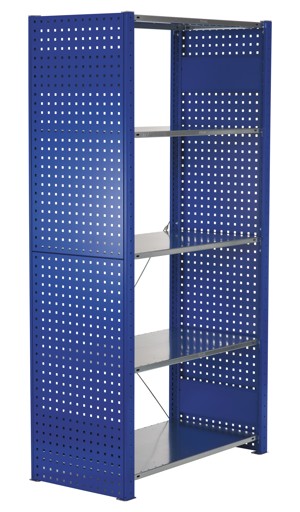 Lochplatten-Seitenblende, 90 x 1250 x 800 mm (H x T), RAL 5010 enzianblau von Schulte Lagertechnik mit der Artikelnr. 35684-B