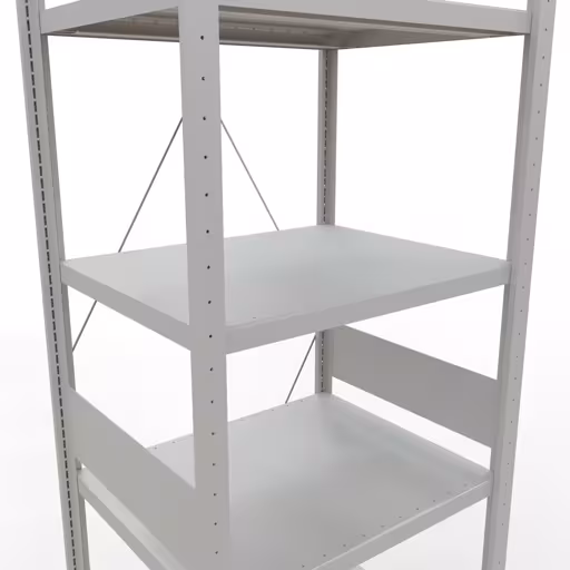 Grundregal, Fachbodenregal Stecksystem MULTIplus250, 3000 x 750 x 600 mm (HxBxT), 7 Fachböden, Kreuzstrebe, RAL 7035 lichtgrau von Schulte Lagertechnik aus der Kategorie Stecksystem