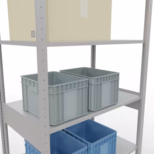 Abbildung Nr 14 des Artikels Grundregal, Fachbodenregal Stecksystem MULTIplus85, 2500 x 1000 x 600 mm (HxBxT), 6 Fachböden, Längenriegel, RAL 7035 lichtgrau aus der Produktgruppe Stecksystem von der Marke Schulte Lagertechnik