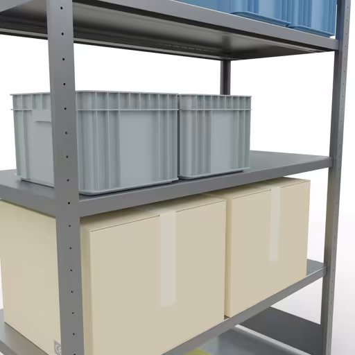 Abbildung Nr 15 des Artikels Grundregal, Fachbodenregal Stecksystem MULTIplus250, 2000 x 1300 x 600 mm (HxBxT), 5 Fachböden, Längenriegel, verzinkt aus der Produktgruppe Stecksystem von der Marke Schulte Lagertechnik