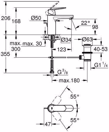GROHE Einhand-Waschtischbatterie Eurosmart C 23325 mittelhoch Zugstangen-Ablaufgarnitur chrom