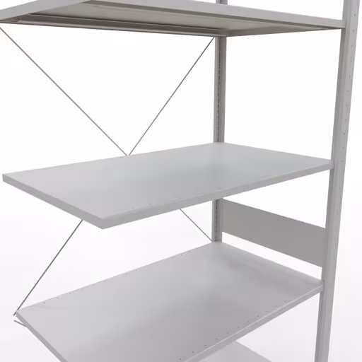 Abbildung Nr 13 des Artikels Anbauregal, Fachbodenregal Stecksystem MULTIplus85, 3000 x 1000 x 600 mm (HxBxT), 7 Fachböden, Kreuzstrebe, RAL 7035 lichtgrau aus der Produktgruppe Stecksystem von der Marke Schulte Lagertechnik