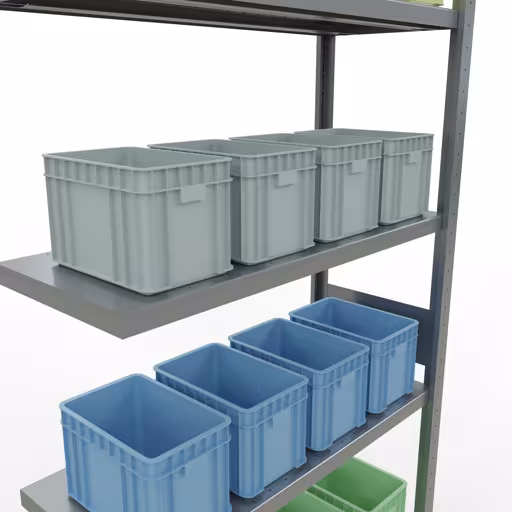 Abbildung Nr 13 des Artikels Anbauregal, Fachbodenregal Stecksystem MULTIplus330, 3000 x 1000 x 400 mm (HxBxT), 7 Fachböden, Längenriegel, verzinkt aus der Produktgruppe Stecksystem von der Marke Schulte Lagertechnik