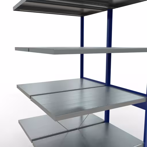 Abbildung Nr 14 des Artikels Anbauregal, Doppelregal, Fachbodenregal Stecksystem MULTIplus250, 2500 x 1000 x (2x600) mm (HxBxT), 2x6 Fachböden, Kreuzstrebe, RAL 5010 enzianblau aus der Produktgruppe Fachbodenregale von der Marke Schulte Lagertechnik
