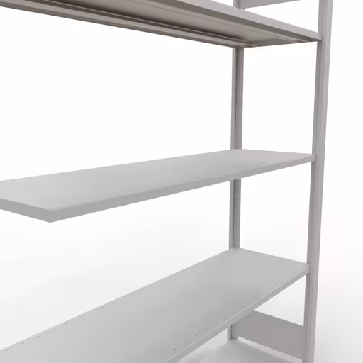 Zusatzbild des Artikels Anbauregal, Fachbodenregal Stecksystem MULTIplus150, 2000 x 1300 x 400 mm (HxBxT), 5 Fachböden, Längenriegel, RAL 7035 lichtgrau aus Anbauregal
