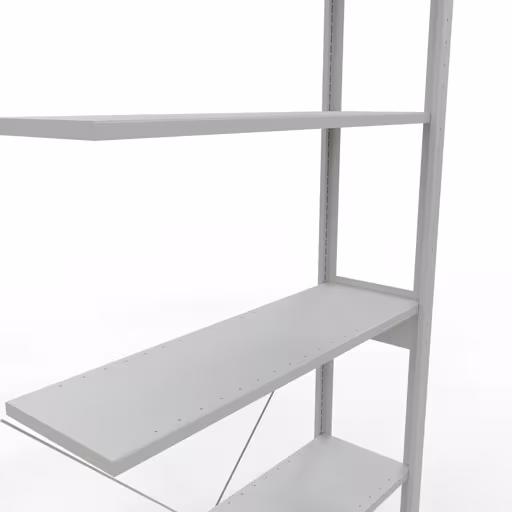 Abbildung Nr 8 des Artikels Anbauregal, Fachbodenregal Stecksystem MULTIplus150, 2500 x 1000 x 300 mm (HxBxT), 6 Fachböden, Kreuzstrebe, RAL 7035 lichtgrau aus der Produktgruppe Stecksystem von der Marke Schulte Lagertechnik