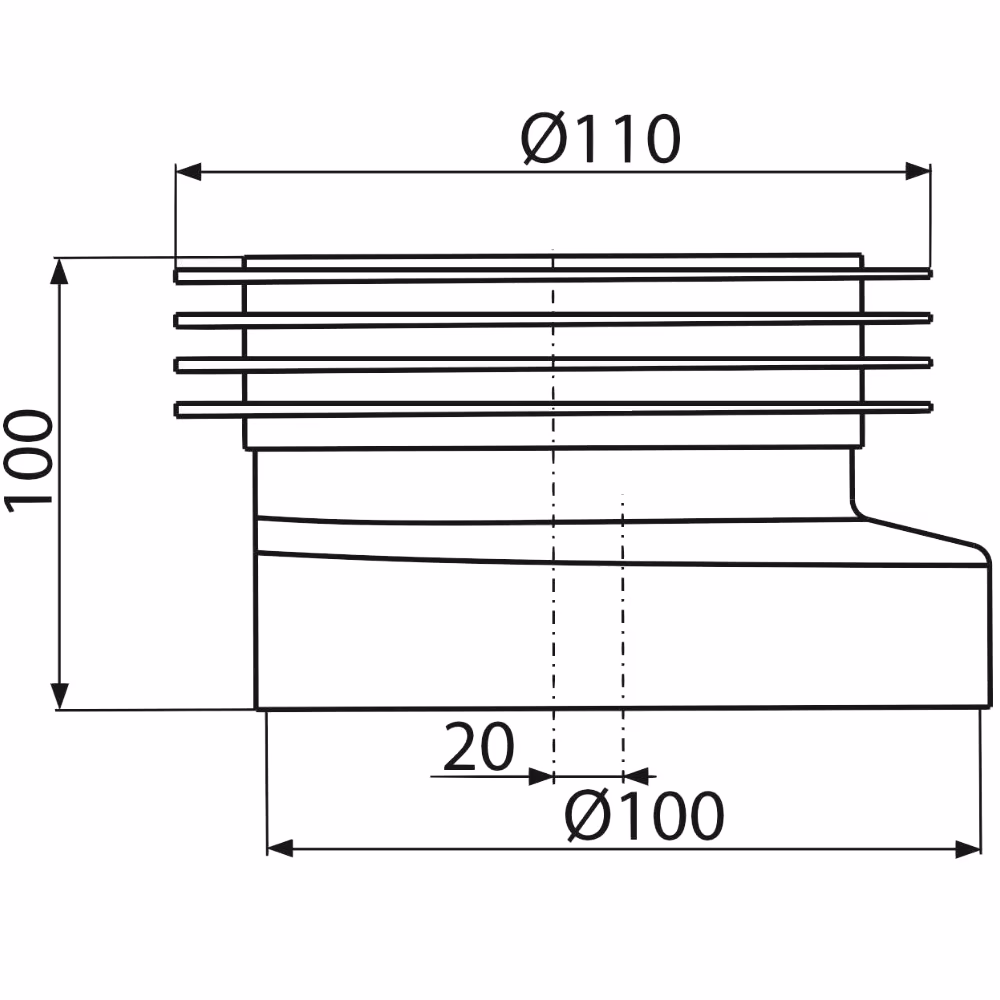 Zusatzbild 2587884 WC Anschlussmanschette mit Drehexzent. 20 mm Versatz
