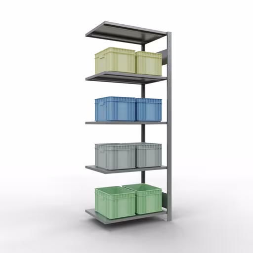 Produktbild Nr.14 des Artikels Anbauregal, Fachbodenregal Stecksystem MULTIplus150, 2000 x 750 x 500 mm (HxBxT), 5 Fachböden, Längenriegel, verzinkt aus der Produktreihe Stecksystem von der Marke Schulte Lagertechnik