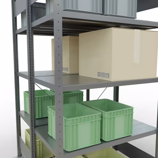 Grundregal, Doppelregal, Fachbodenregal Stecksystem MULTIplus250, 2000 x 1000 x (2x600) mm (HxBxT), 2x5 Fachböden, Kreuzstrebe, verzinkt von der Marke Schulte Lagertechnik aus der Produktreihe Fachbodenregale