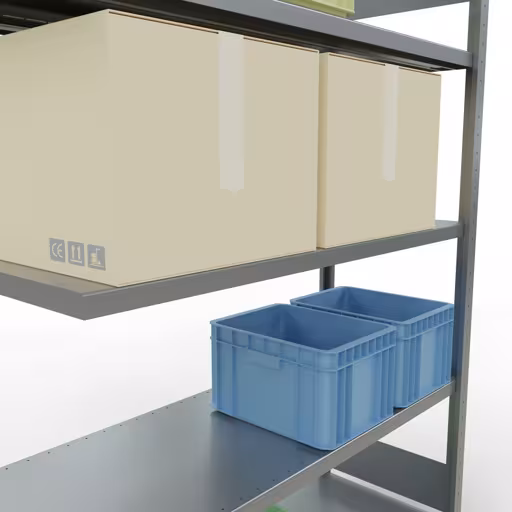 Anbauregal, Fachbodenregal Stecksystem MULTIplus250, 2000 x 1300 x 500 mm (HxBxT), 5 Fachböden, Längenriegel, verzinkt von Schulte Lagertechnik aus der Kategorie Stecksystem