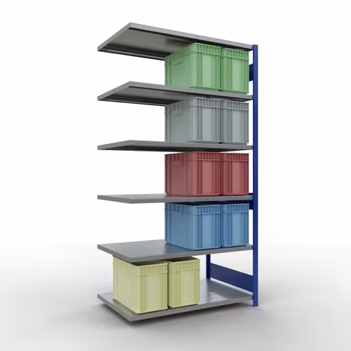 Anbauregal, Fachbodenregal Stecksystem MULTIplus250, 2500 x 1300 x 800 mm (HxBxT), 6 Fachböden, Längenriegel, RAL 5010 enzianblau/verzinkt aus der Kategorie Anbauregal mit der GTIN 4004514284358 Anbauregal, Fachbodenregal Stecksystem MULTIplus250, 2500 x 1300 x 800 mm (HxBxT), 6 Fachböden, Längenriegel, RAL 5010 enzianblau/verzinkt von der Marke Schulte Lagertechnik aus der Produktreihe Stecksystem