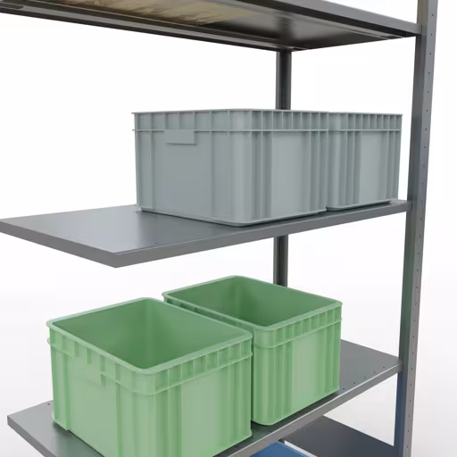 Abbildung Nr 14 des Artikels Anbauregal, Fachbodenregal Stecksystem MULTIplus85, 2000 x 1000 x 500 mm (HxBxT), 5 Fachböden, Längenriegel, verzinkt aus der Produktgruppe Stecksystem von der Marke Schulte Lagertechnik