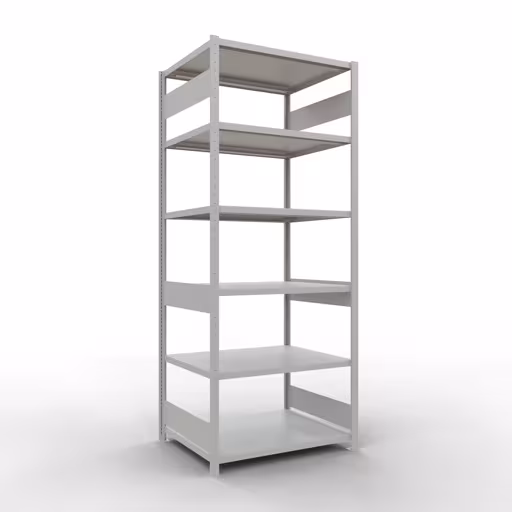 Grundregal, Fachbodenregal Stecksystem MULTIplus330, 2500 x 1000 x 800 mm (HxBxT), 6 Fachböden, Längenriegel, RAL 7035 lichtgrau aus der Kategorie Grundregal mit der Artikelnummer 33881-LR