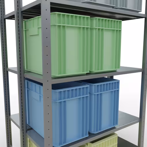 Zusatzbild des Artikels Grundregal, Doppelregal, Fachbodenregal Stecksystem MULTIplus150, 2000 x 1000 x (2x400) mm (HxBxT), 2x5 Fachböden, Längenriegel, verzinkt aus Doppelregale