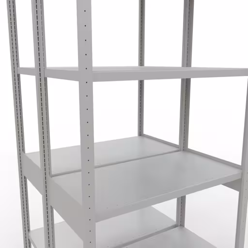 Grundregal, Doppelregal, Fachbodenregal Stecksystem MULTIplus250, 3000 x 1000 x (2x500) mm (HxBxT), 2x7 Fachböden, Längenriegel, RAL 7035 lichtgrau von der Marke Schulte Lagertechnik aus der Produktreihe Fachbodenregale