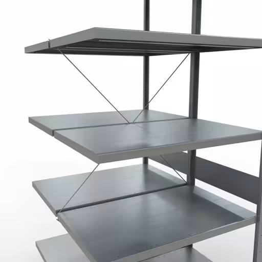 Anbauregal, Doppelregal, Fachbodenregal Stecksystem MULTIplus250, 3000 x 1000 x (2x600) mm (HxBxT), 2x7 Fachböden, Kreuzstrebe, verzinkt von Schulte Lagertechnik aus der Kategorie Fachbodenregale