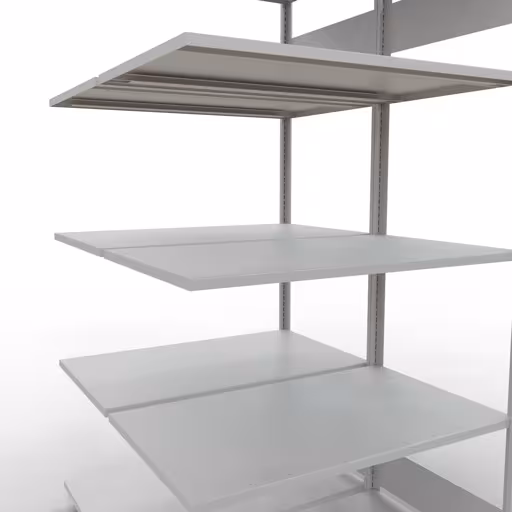 Anbauregal, Doppelregal, Fachbodenregal Stecksystem MULTIplus150, 2000 x 1000 x (2x600) mm (HxBxT), 2x5 Fachböden, Längenriegel, RAL 7035 lichtgrau von Schulte Lagertechnik aus der Kategorie Fachbodenregale