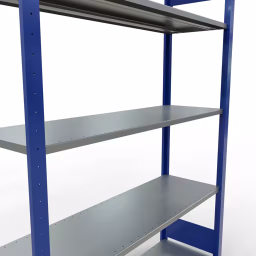 Grundregal, Fachbodenregal Stecksystem MULTIplus150, 2000 x 1300 x 400 mm (HxBxT), 5 Fachböden, Längenriegel, RAL 5010 enzianblau/verzinkt mit der GTIN 4004514279989 Grundregal, Fachbodenregal Stecksystem MULTIplus150, 2000 x 1300 x 400 mm (HxBxT), 5 Fachböden, Längenriegel, RAL 5010 enzianblau/verzinkt von Schulte Lagertechnik mit der Artikelnr. 12740-130-LR-B