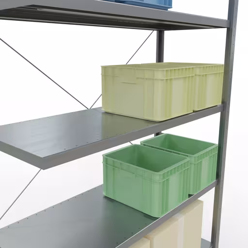 Produktbild Nr 14 des Artikels Stecksystem Anbauregal 3000x1300x500 mm, Typ 250 kg, verzinkt Abbildung Nr 14 des Artikels Stecksystem Anbauregal 3000x1300x500 mm, Typ 250 kg, verzinkt aus der Produktgruppe Stecksystem von der Marke Schulte Lagertechnik