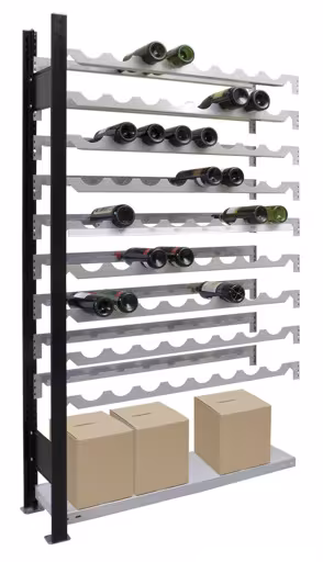 Anbauregal, Weinregal 1800 x 1000 x 250 mm, schwarz/silber, 9 Ebenen für 72 Flaschen aus der Kategorie Getränkelagerung mit der Artikelnummer 26861